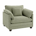 Green Linen Fabric Armchair with Cushions