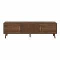 Walnut Wood TV Stand with 2 Cabinets and Slatted Center Drawer 180 cm