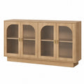 Wooden Sideboard with Tempered Glass Doors and Oak Veneer