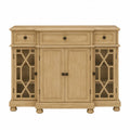 Wood Sideboard Cabinet with Glass Doors and Drawers