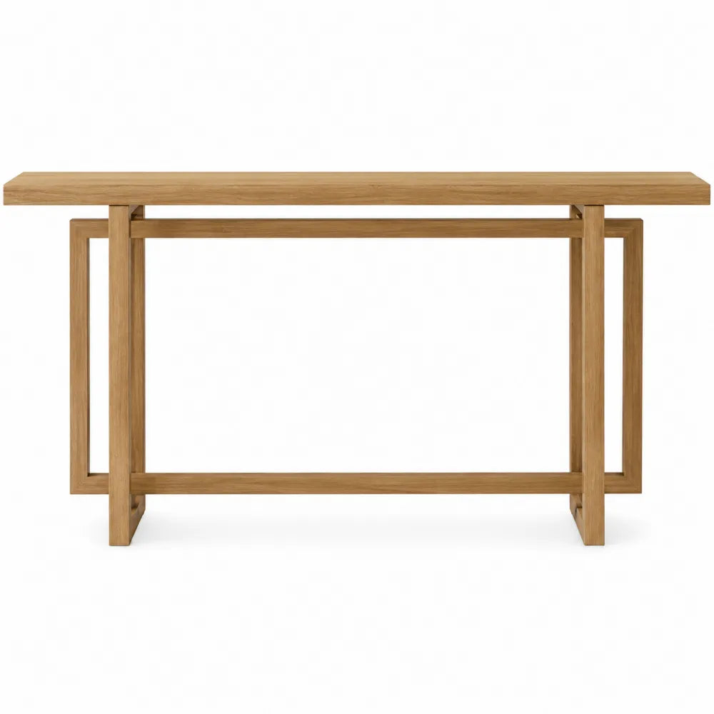 Rectangular Solid Oak Console Table