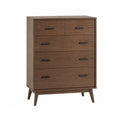 Wood Veneer Chest of Drawers with Metal Handles, Walnut, 100cm Height