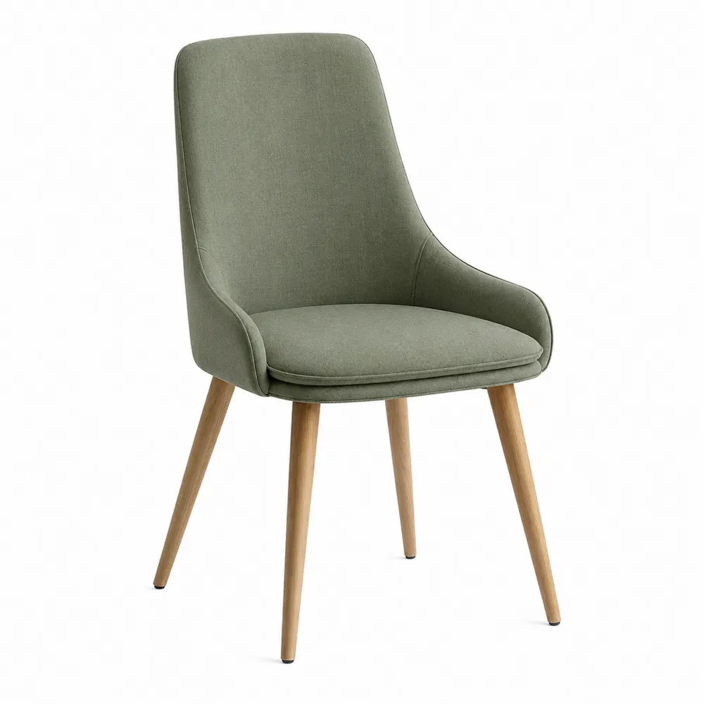 Dining Chair with Solid Wood Legs Green Upholstered Seat