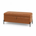 Faux Leather Storage Ottoman Bench with Metal Legs 120cm Brown