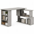 L-Shaped Wooden Desk with Shelves Concrete Gray 140x120x76 cm