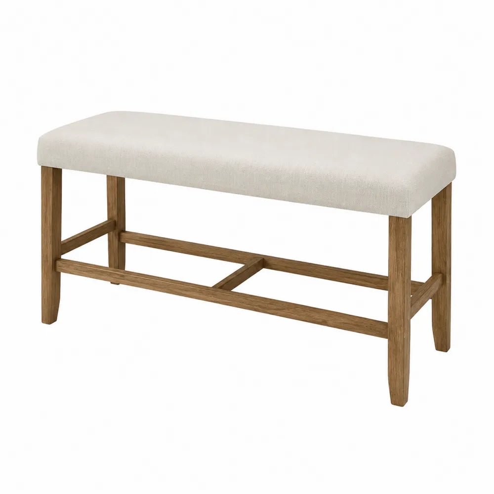 Wood Upholstered Bench Beige 120cm