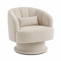 Beige Faux Suede Swivel Chair 80cm x 80cm x 75cm