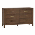Walnut Wood 6-Drawer Dresser