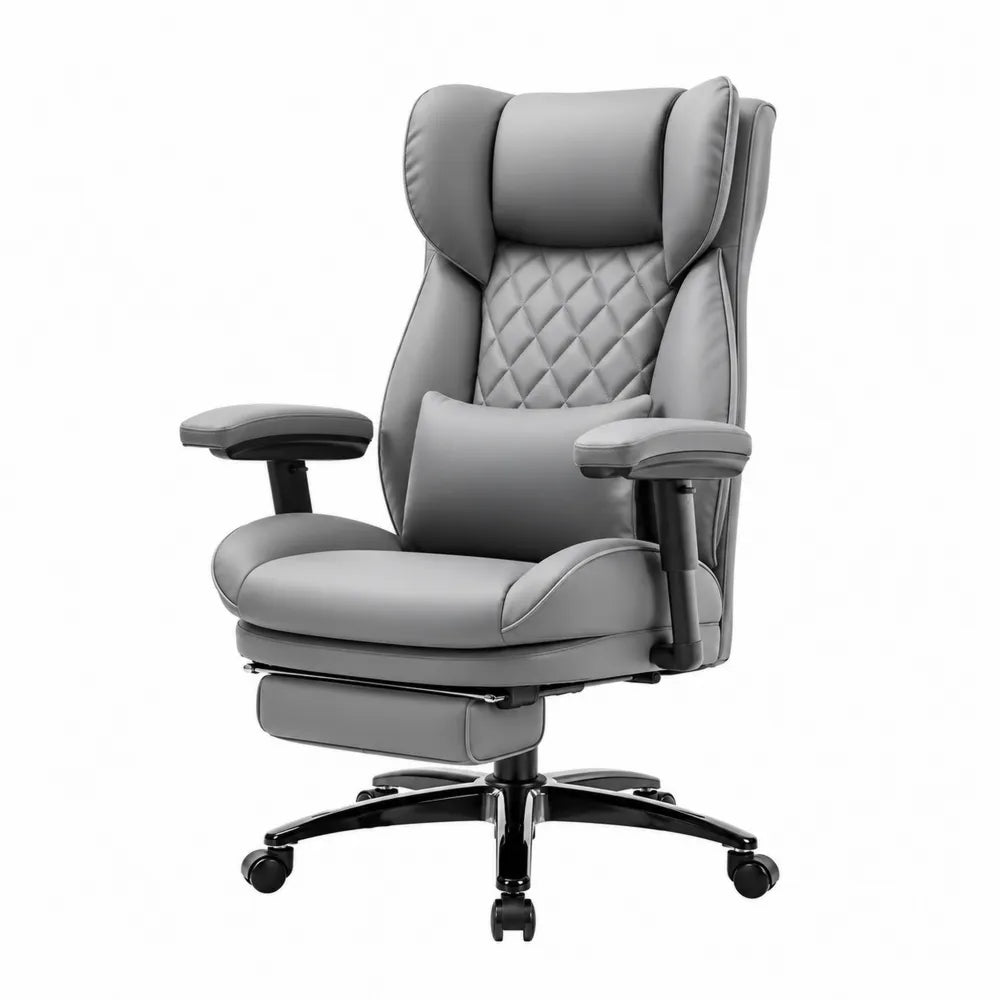 Reclining Office Chair PU Leather with Adjustable Armrests and Lumbar Support