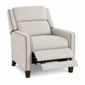 Recliner Chair Linen Fabric Beige with Nailhead Trim and Wooden Legs 102cm Height