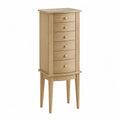 Wood Jewelry Armoire Cabinet with 5 Drawers Natural Oak 40x18x14 inches