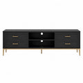 Black MDF TV Stand with Gold Metal Legs