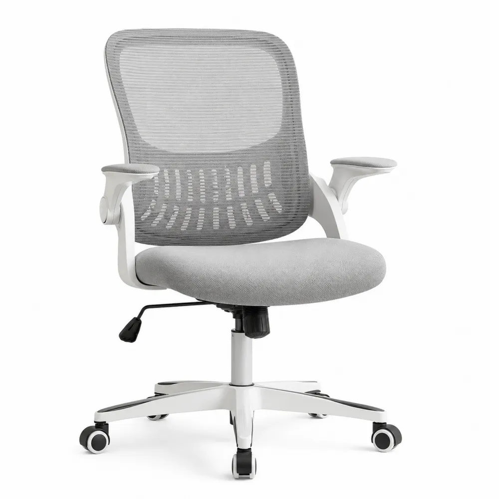 Mesh Back Ergonomic Office Chair with Adjustable Height, Armrests, and Wheels Light Grey