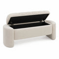 Rectangular Upholstered Storage Bench Polyester Beige 120x45x50cm