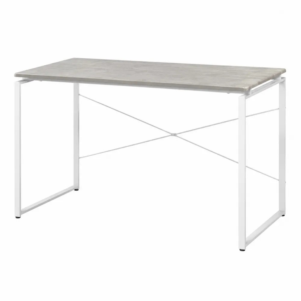 Rectangular MDF Desk with Steel Frame in Gray and White 120cm x 60cm x 75cm