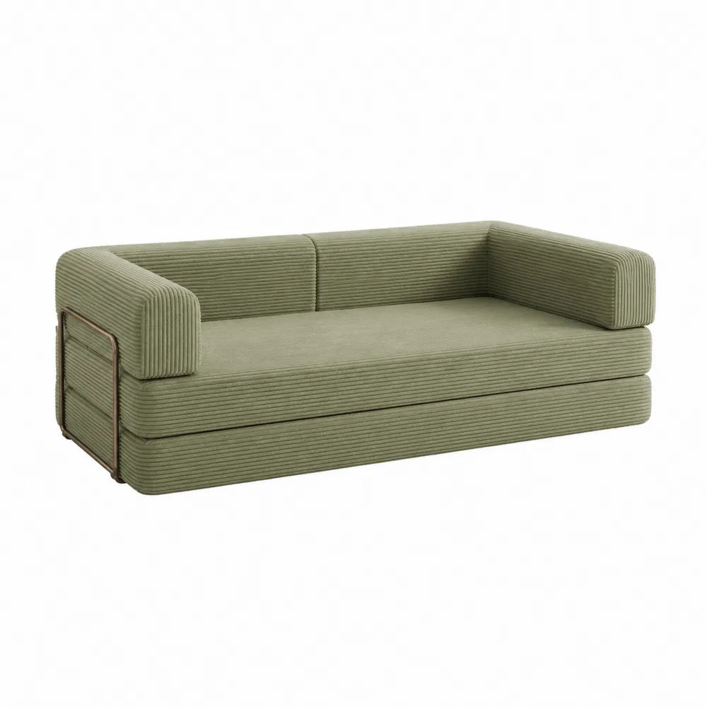 Corduroy Sleeper Sofa Green 200cm x 90cm x 75cm