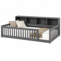 Gray Wood Daybed with Bookshelf and Slatted Guardrails