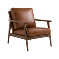Mid-Century Modern Faux Leather Armchair with Solid Wood Frame