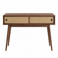 Wood Console Table with Cane Drawers 120cm