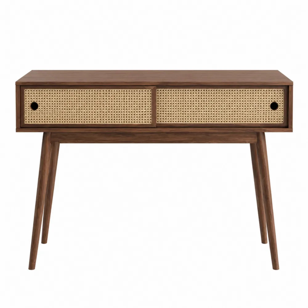 Wood Console Table with Cane Drawers 120cm