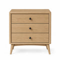 Wooden 3-Drawer Nightstand Oak Finish 60cm x 45cm x 55cm