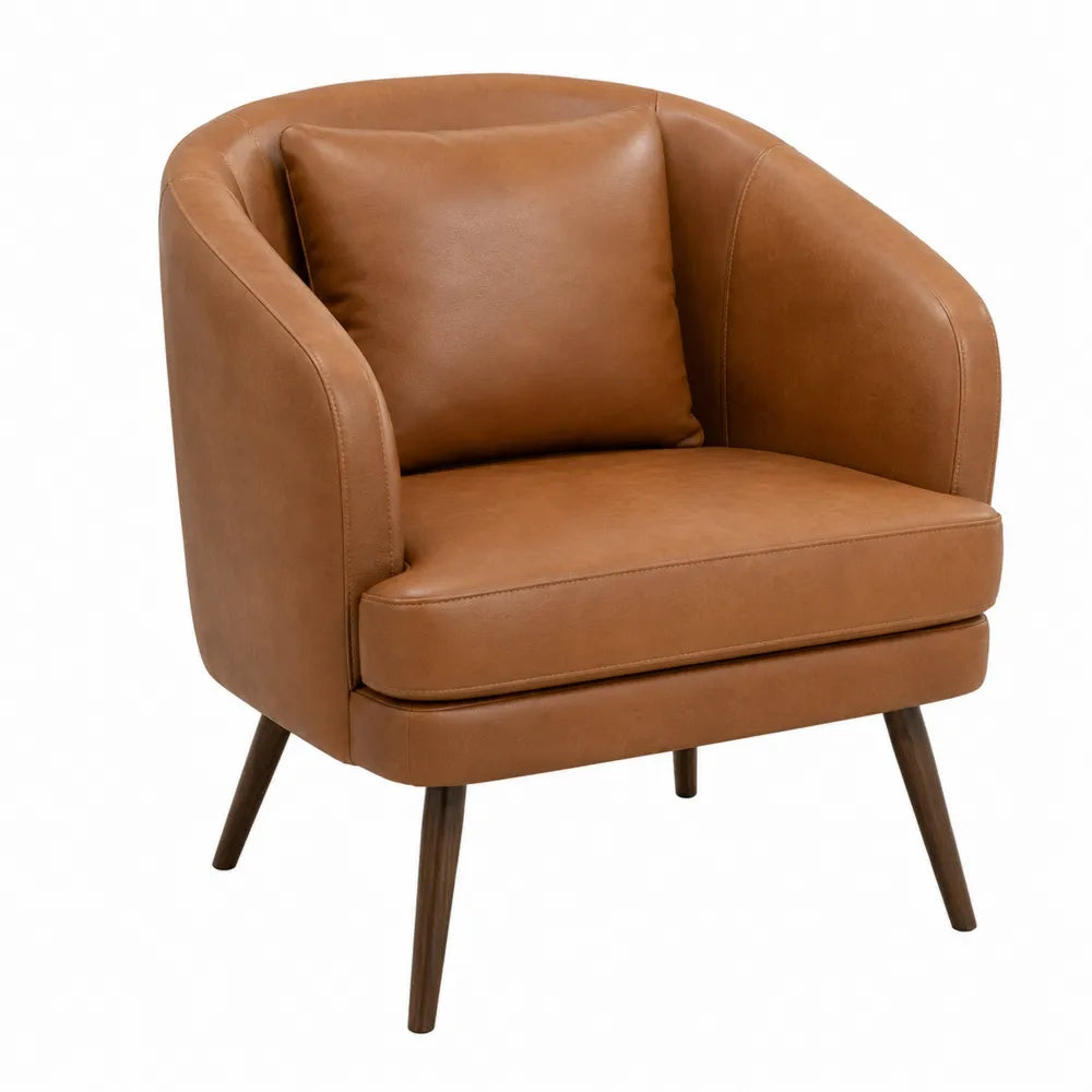 PU Leather Armchair with Cushion Brown 75cm High 70cm Wide 65cm Deep