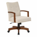 Walnut Wood Office Chair with Beige Polyester Fabric