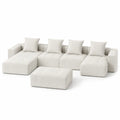 Modular Corduroy Sectional Sofa Set Beige
