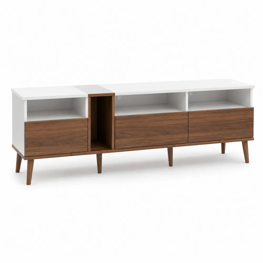 Modern MDF TV Stand with Walnut and White Finish 180cm