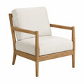 Beige Upholstered Chair with Oak Frame